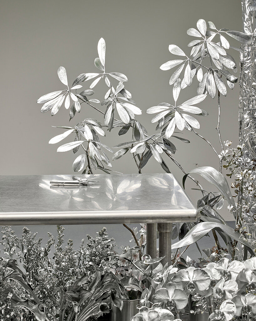 'flower room' by crosby studios and flover gleams with silver blossoms in brooklyn