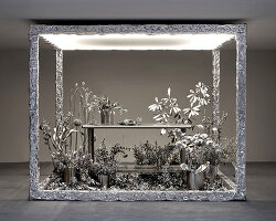 'flower room' by crosby studios and flover gleams with silver blossoms in brooklyn