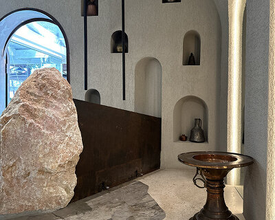 CTRLZAK channels filtered forest light in pine-inspired restaurant at ekies resort, greece