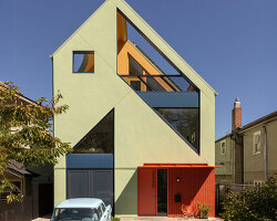 MA+HG completes fluevog house in east vancouver with bold color and geometric cutouts