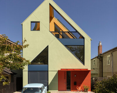 MA+HG completes fluevog house in east vancouver with bold color and geometric cutouts