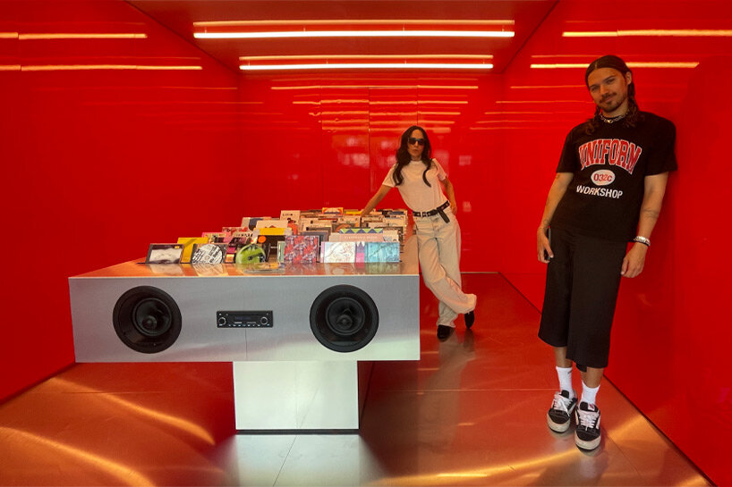 harry nuriev remixes CDs, rave culture and steel into a pop-up sound installation in berlin