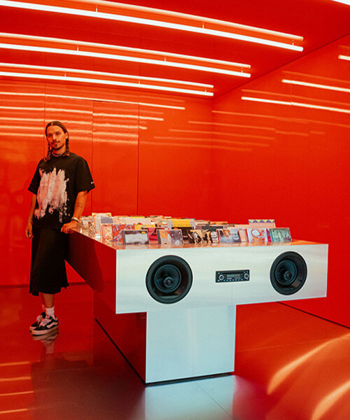 harry nuriev remixes CDs, rave culture and steel into a pop-up sound installation in berlin