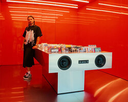 harry nuriev remixes CDs, rave culture and steel into a pop-up sound installation in berlin