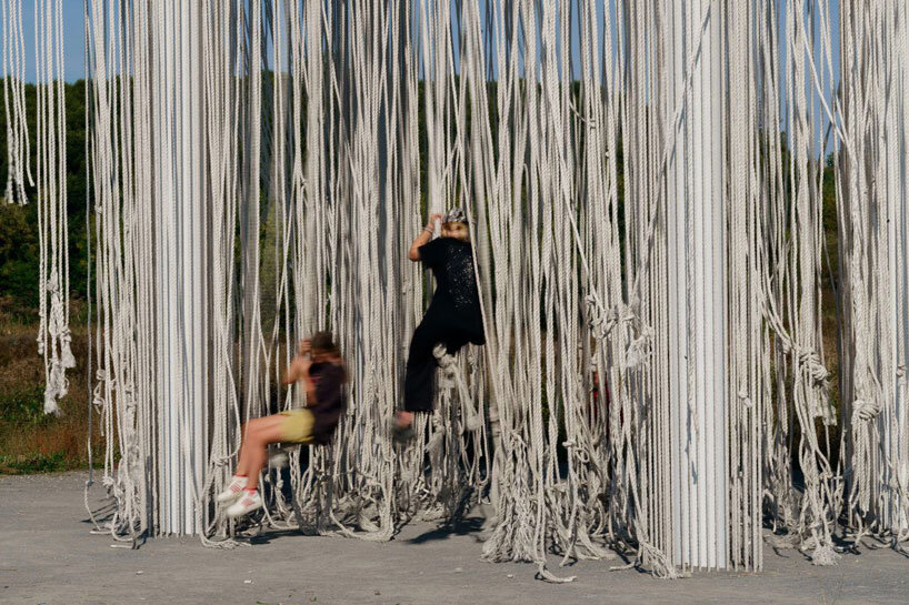 gora architects turns cow pasture into student art park in rural russia