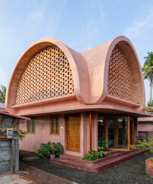 asymmetric brick vaults top NO architects' compact house in kerala, india