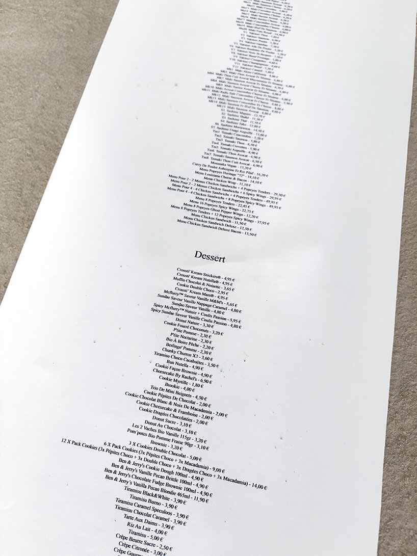 zélé collective turns uber eats' entire menu into 22-meter-long print artwork