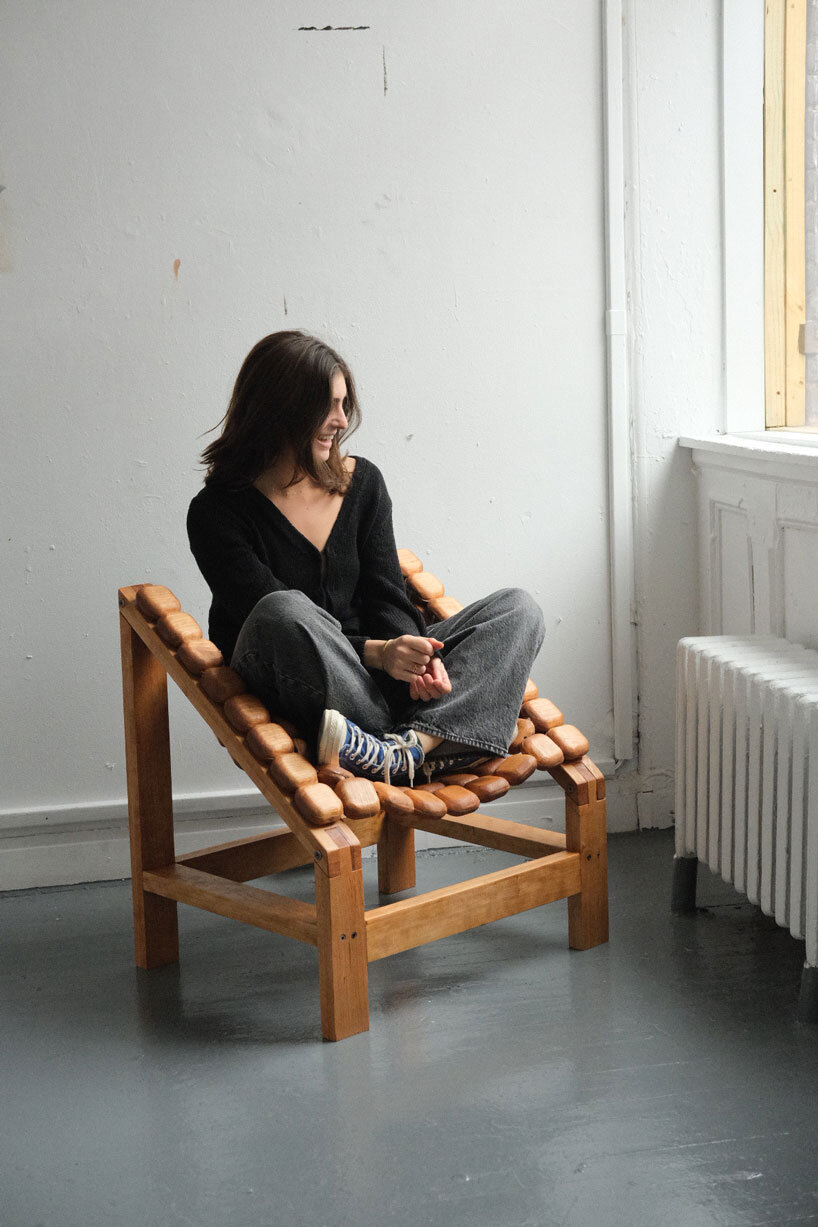 molten chair's cherry hardwood beads wrap around the body