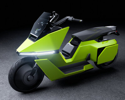 omoway’s self-parking electric motorcycle has saberlights on its starship-inspired body