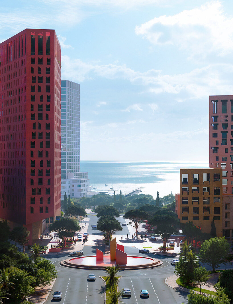oppenheim architecture unveils all-red vlore beach tower as part of albania's coastal revival