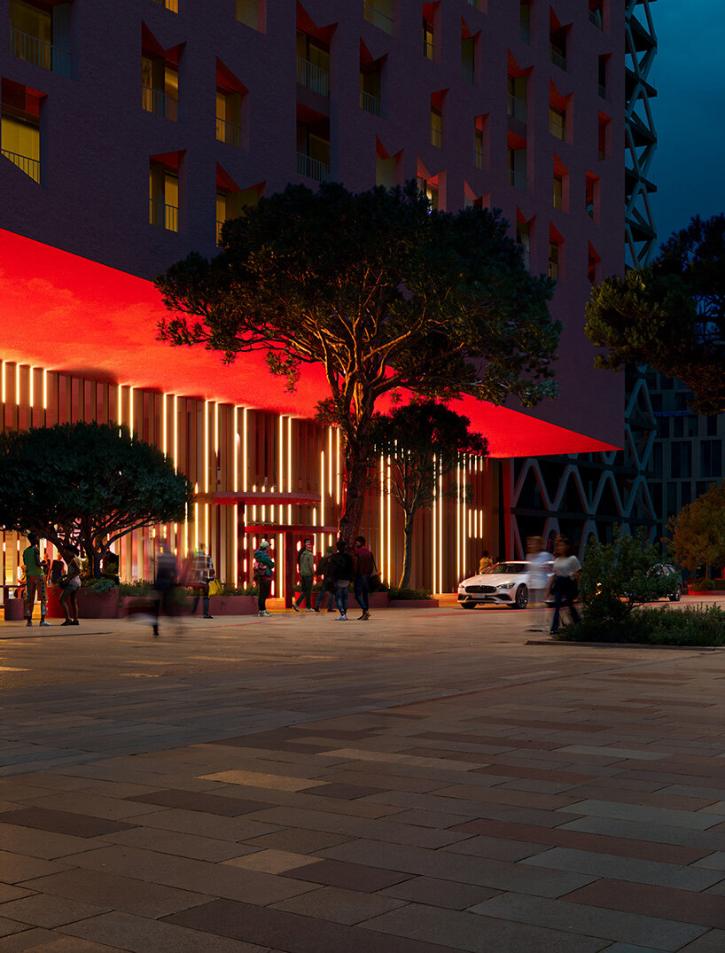 oppenheim architecture unveils all-red vlore beach tower as part of albania's coastal revival