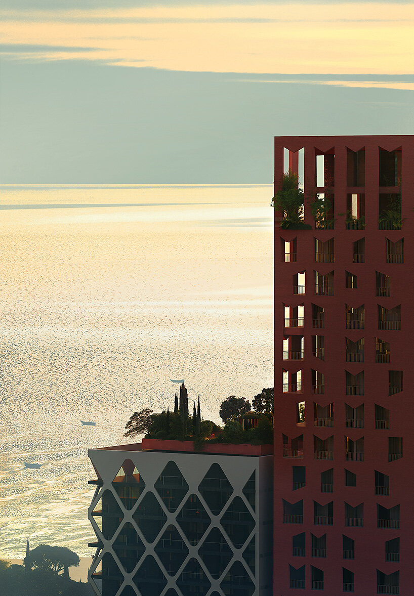 oppenheim architecture unveils all-red vlore beach tower as part of albania's coastal revival