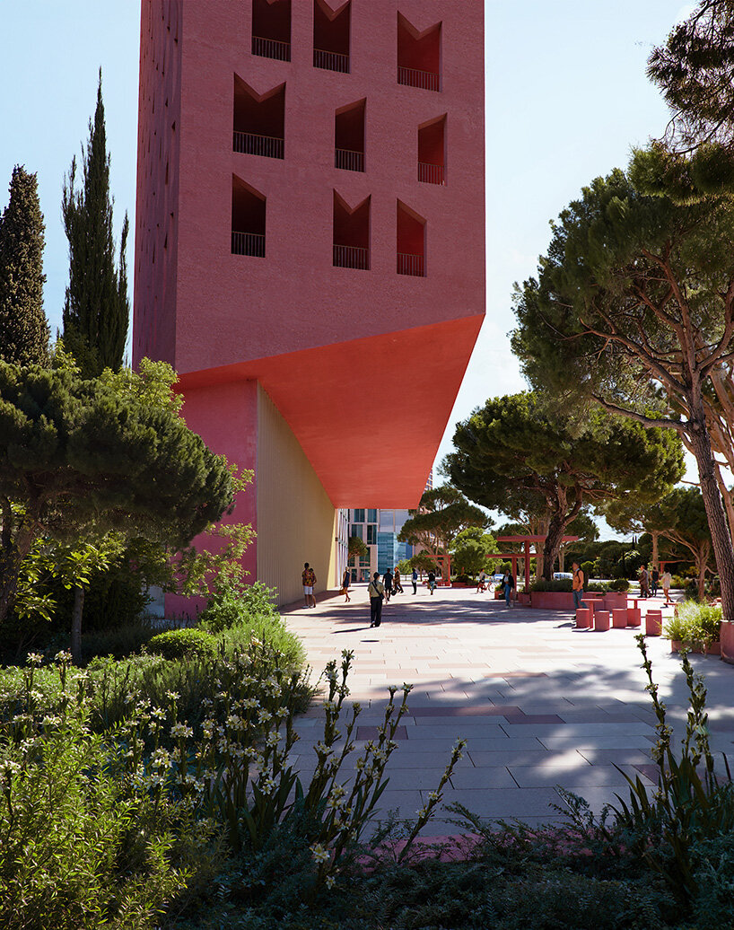 oppenheim architecture unveils all-red vlore beach tower as part of albania's coastal revival