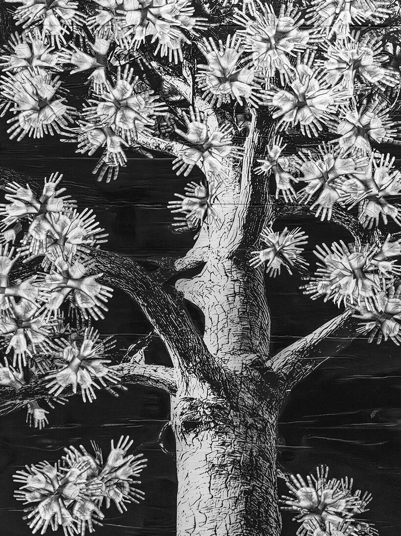 participatory tree of scanned hands by JR grows in montpellier's former church