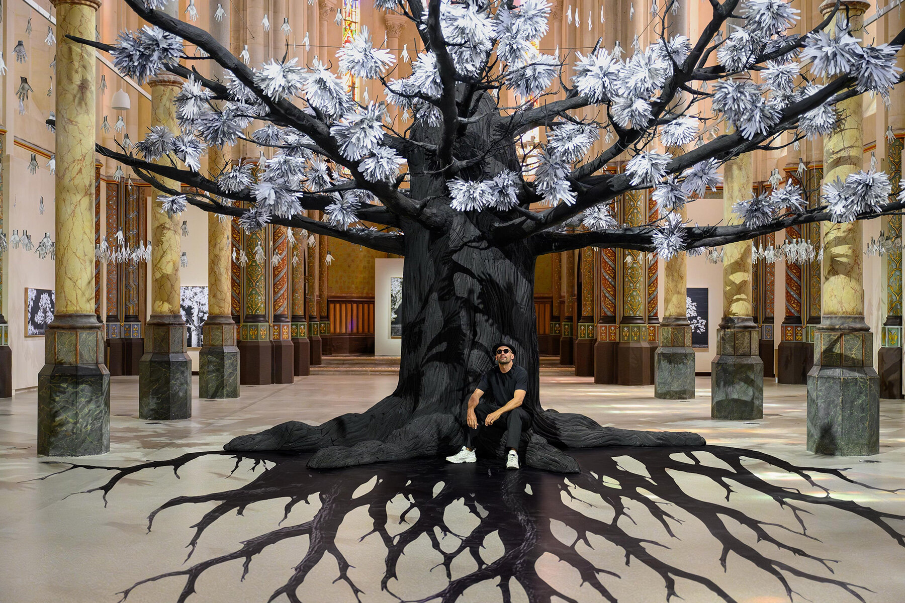 participatory tree of scanned hands by JR grows in montpellier's former church