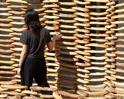 780 leftover baguettes turn into public pavilion by MERO studios in montpellier