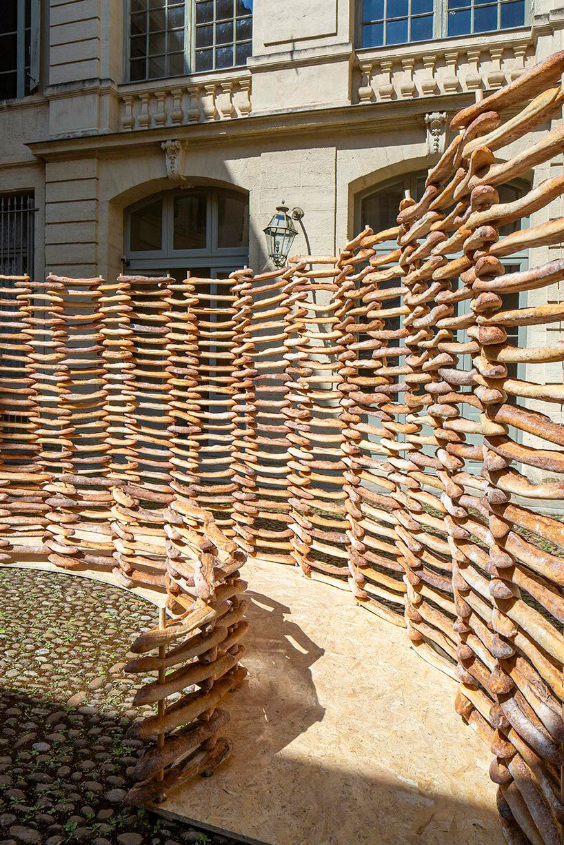 780 leftover baguettes turn into public pavilion by MERO studios in montpellier