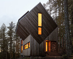 prefabricated mass timber retreat by daria sheina studio lands on remote canadian island