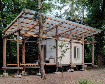 salvaged materials compose studio-method's new hub for art and ecology in dutch forest