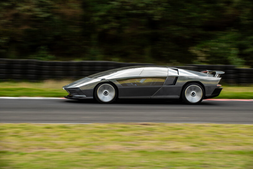 the automobile resembles a silver bullet, drawn from the singular-looking silhouette