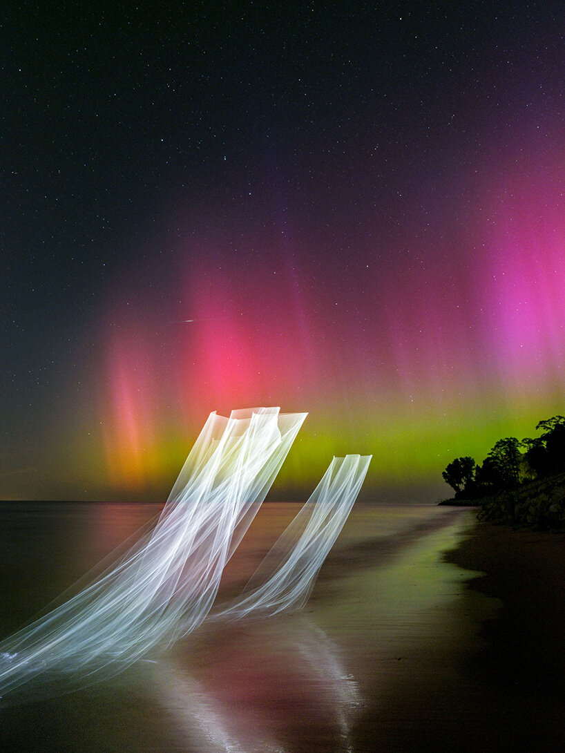 reuben wu draws aerial geometries with drones and lasers across remote landscapes
