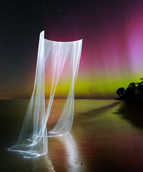 reuben wu draws aerial geometries with drones and lasers across remote landscapes