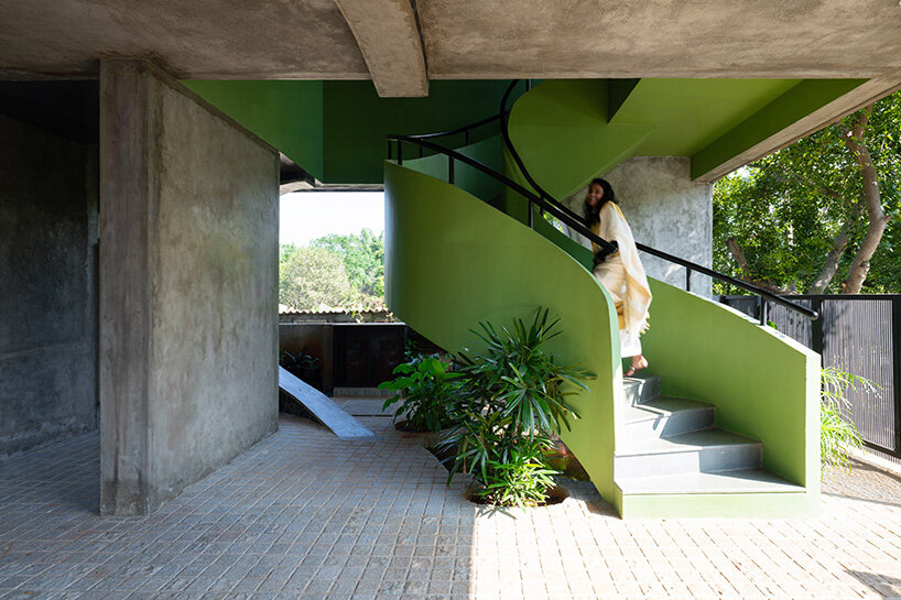 studio ShoulderTap contrasts brick and stone to shape family residence in india