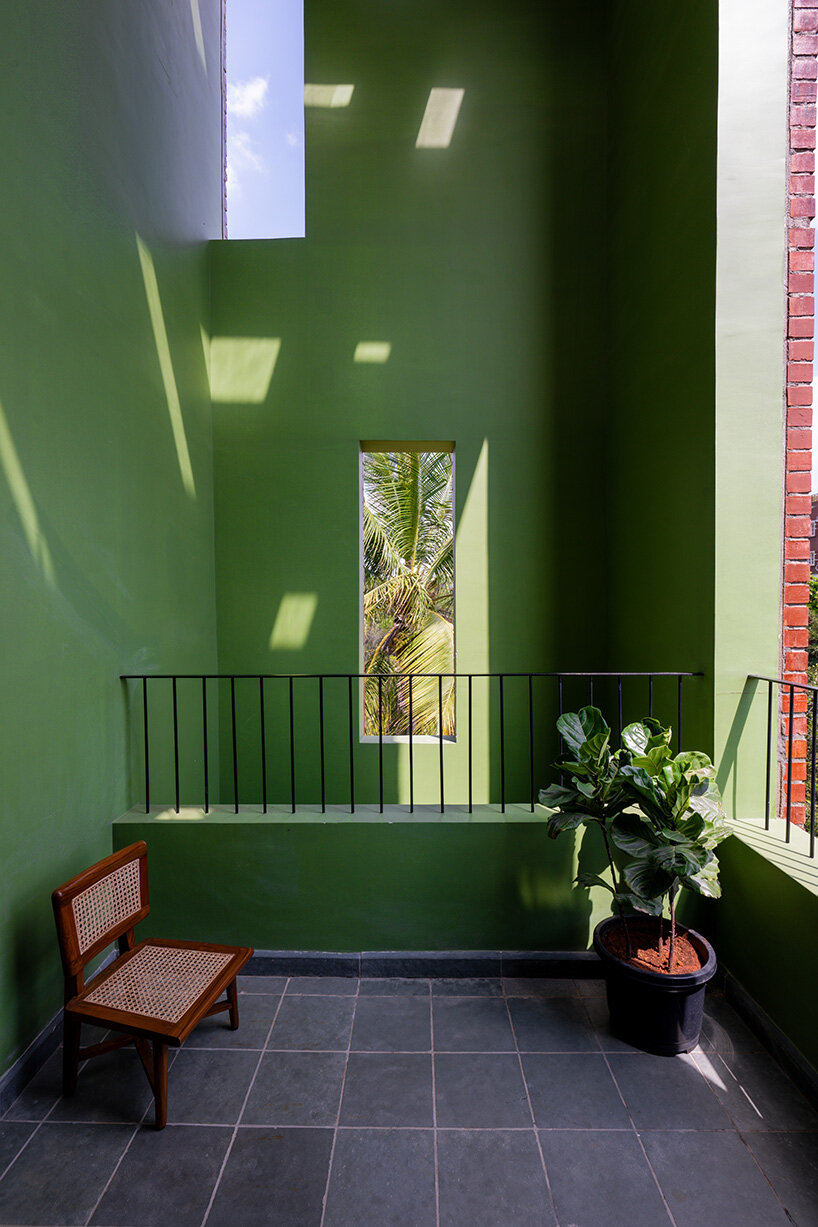 studio ShoulderTap contrasts brick and stone to shape family residence in india