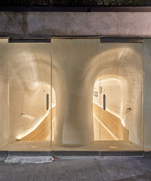 selgascano and curtis su envelop % arabica new york café in handcrafted timber cocoon