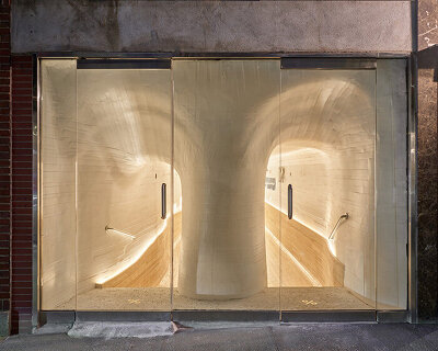 selgascano and curtis su envelop % arabica new york café in handcrafted timber cocoon