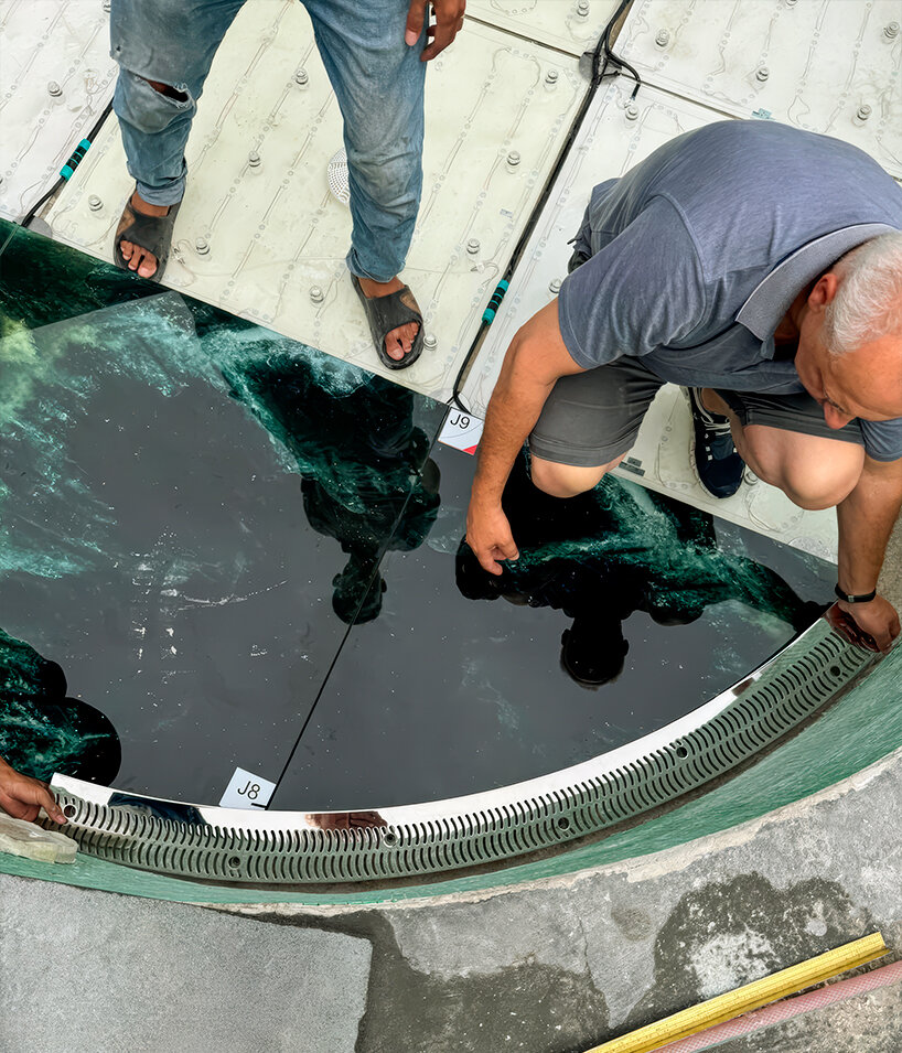SICIS creates glowing swimming pool surface with decorative glass for cambodian villa