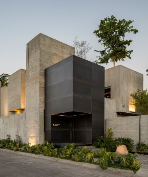 assemblage of concrete, stone, and steel blocks shape di frenna arquitectos' mexico office