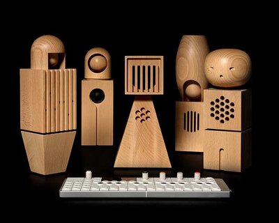 teenage engineering's choir is a quirky ensemble of wooden robot dolls that serenade you