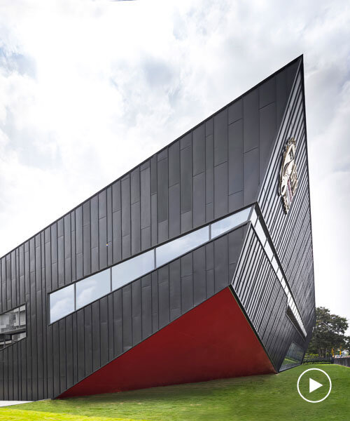 pyramidal steel roof by thirdspace tops university's sports arena in india