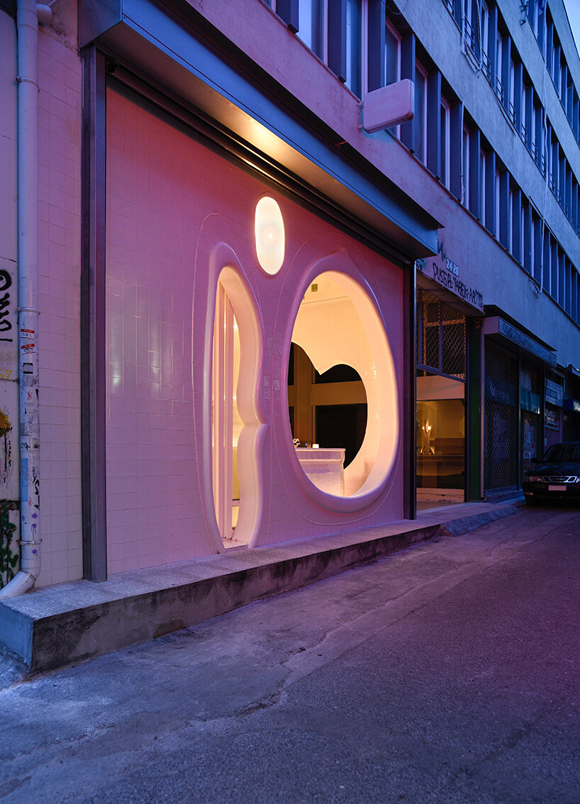 tiny dessert shop by 314 architecture studio brings flowing forms to central athens