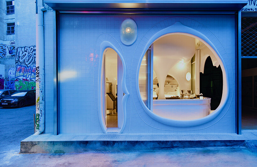 tiny dessert shop by 314 architecture studio brings flowing forms to central athens