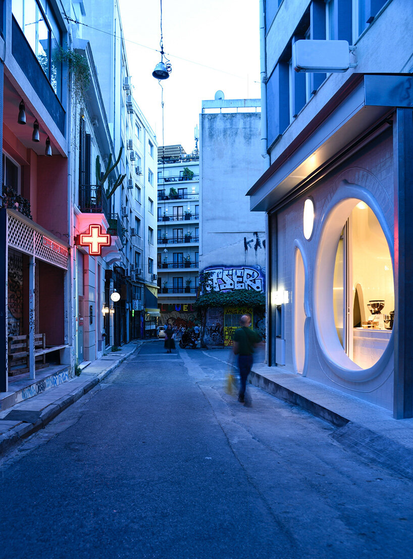 tiny dessert shop by 314 architecture studio brings flowing forms to central athens