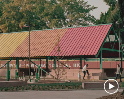 steel canopies and vibrant courts by amasa estudio reclaim public plaza in mexico city