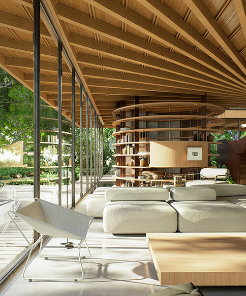 a spiraling, skylit timber structure to shape this brazilian home by victor ortiz