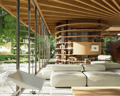 a spiraling, skylit timber structure to shape this brazilian home by victor ortiz