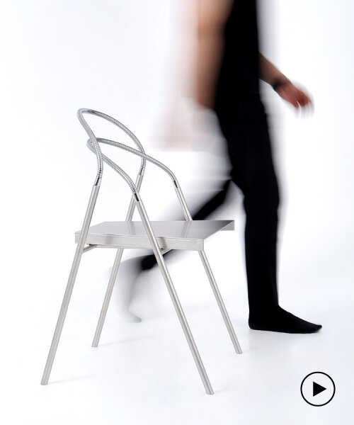 woojin park reimagines gooseneck tubing for a chair that flexes and shifts with your body