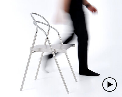 woojin park reimagines gooseneck tubing for a chair that flexes and shifts with your body