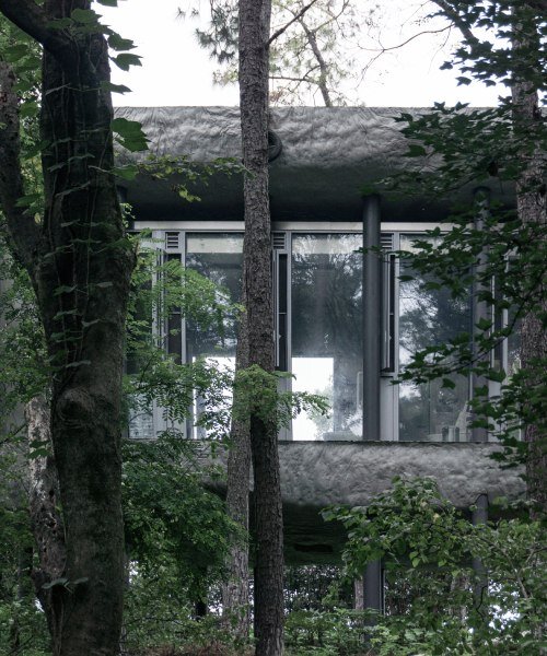 WUWU atelier's restrooms perch like concrete clouds and cavernous crevices in china forest