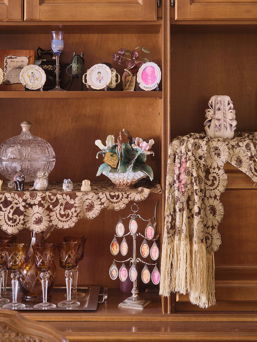 xevi bayona flips mies van der rohe's barcelona pavilion with ceiling-bound household relics