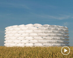air-filled sandbag installation by gregory orekhov creates soft circular barricade in france