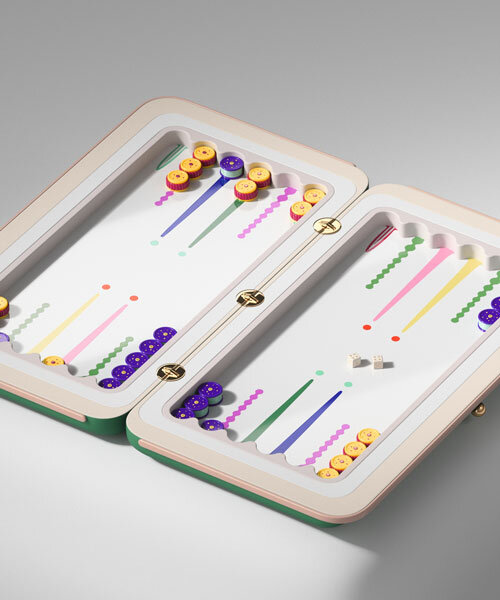 taras yoom's sculptural backgammon set reflects rhythm of play through colors and patterns