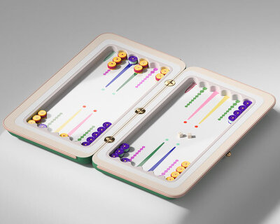 taras yoom's sculptural backgammon set reflects rhythm of play through colors and patterns