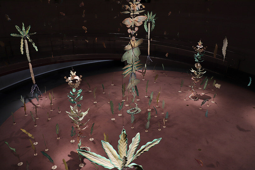 botanical sculptures by mona sugata grow from untreated cotton fabric and slow gestures