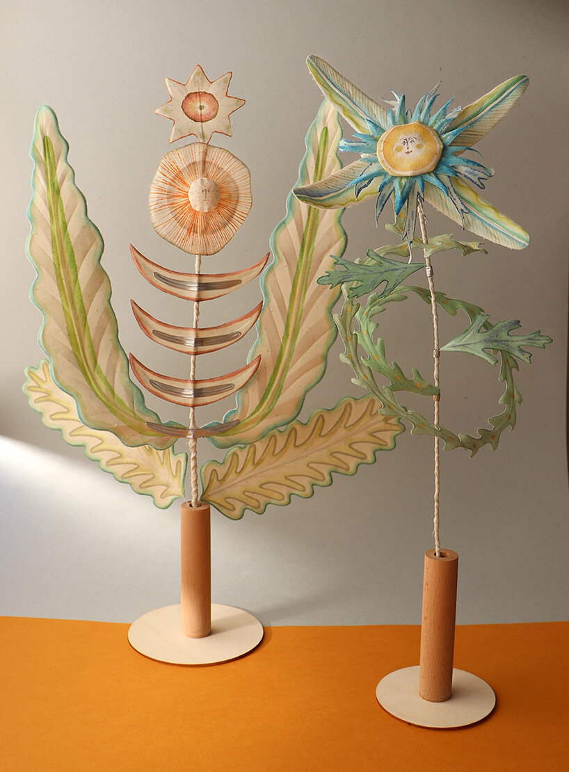 botanical sculptures by mona sugata grow from untreated cotton fabric and slow gestures