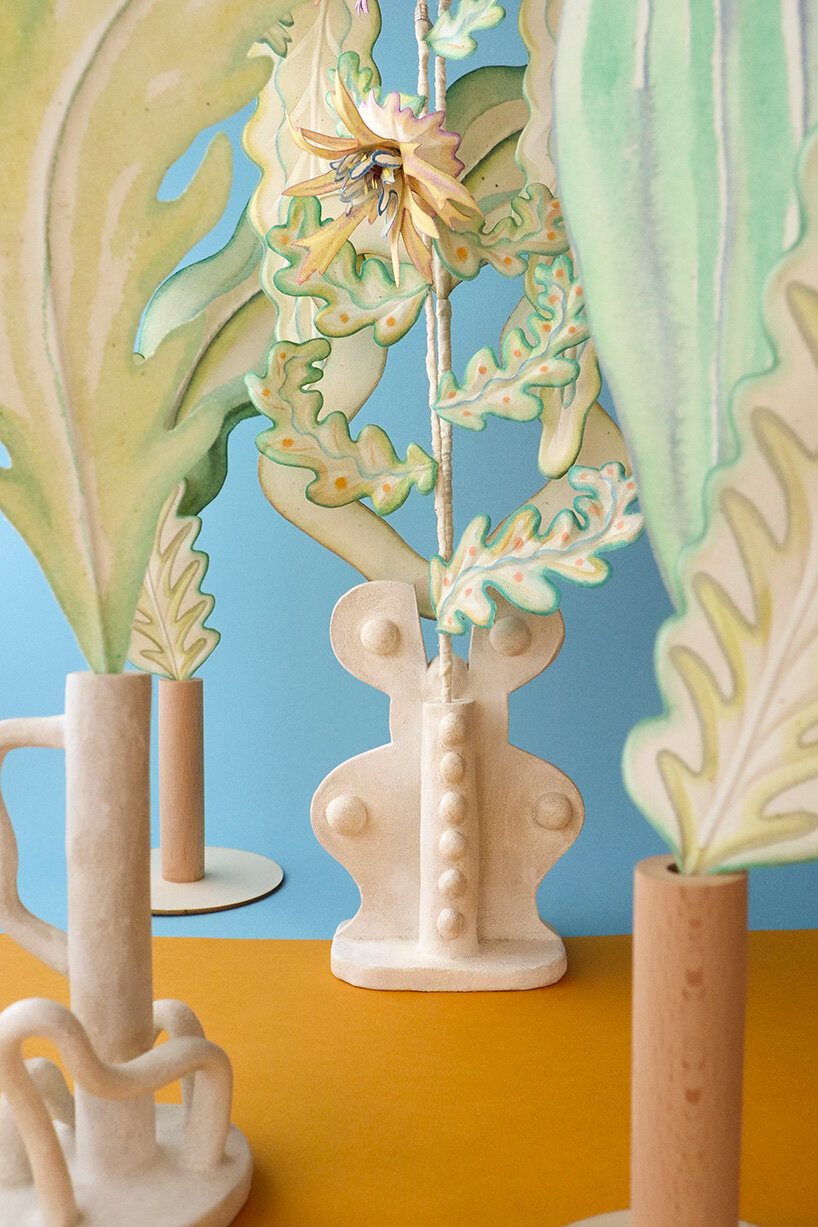 botanical sculptures by mona sugata grow from untreated cotton fabric and slow gestures